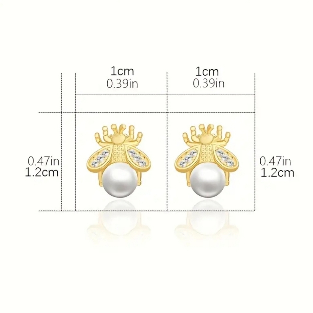 SOLD OUT NEW Bee earings with adorable pearl - Picture 5 of 8